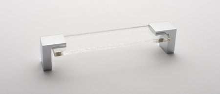 Sietto P-1200-PC: 5-5/8" cc Affinity Cabinet Pull - Clear w/Polished Chrome Base