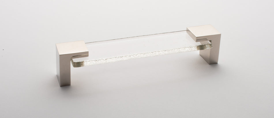 Sietto P-1200-PN: 5-5/8" cc Affinity Cabinet Pull - Clear w/Polished Nickel Base