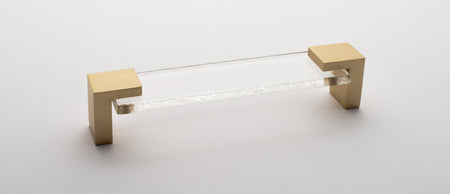 Sietto P-1200-SB: 5-5/8" cc Affinity Cabinet Pull - Clear w/Satin Brass Base