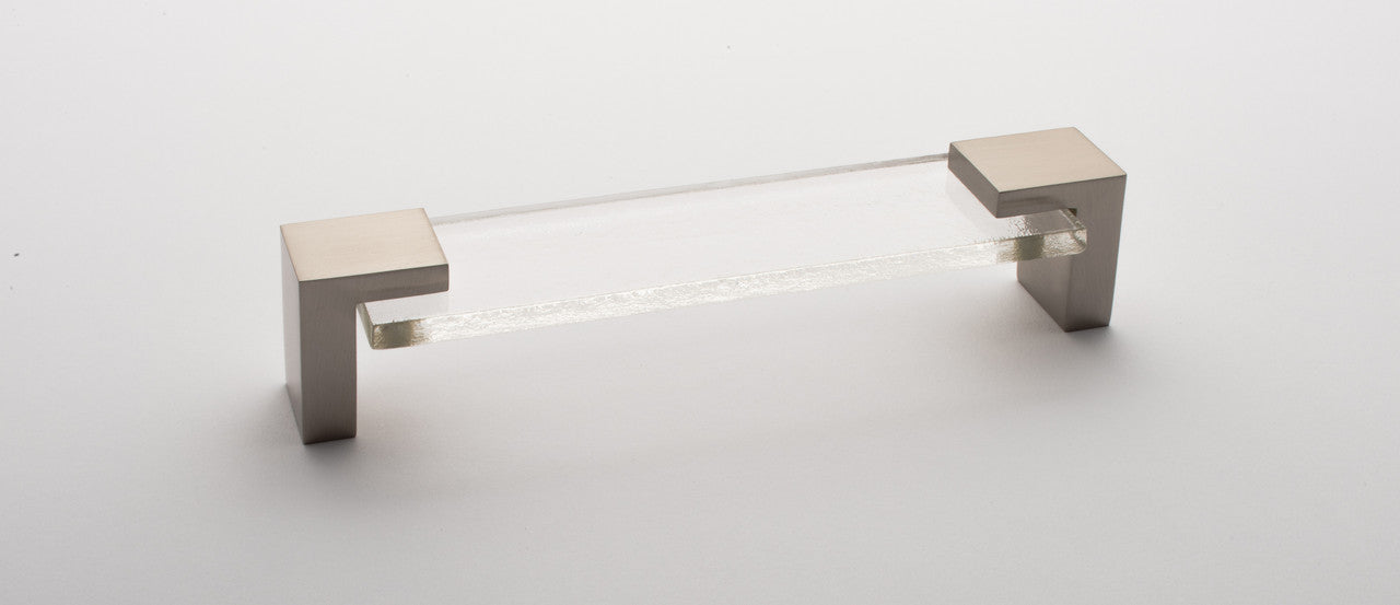Sietto P-1200-SN: 5-5/8" cc Affinity Cabinet Pull - Clear w/Satin Nickel Base