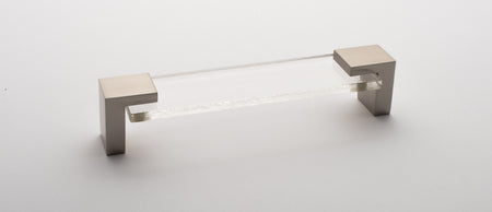 Sietto P-1200-SN: 5-5/8" cc Affinity Cabinet Pull - Clear w/Satin Nickel Base
