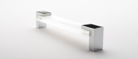 Sietto P-1201-PC: 5-5/8" cc Affinity Cabinet Pull - White w/Polished Chrome Base