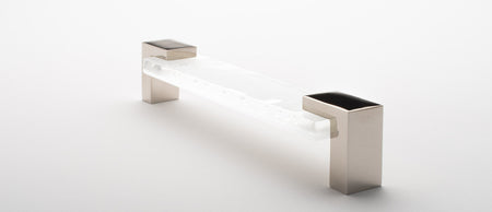 Sietto P-1201-PN: 5-5/8" cc Affinity Cabinet Pull - White w/Polished Nickel Base