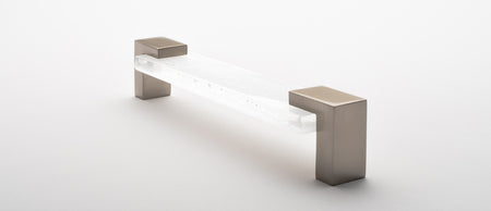 Sietto P-1201-SN: 5-5/8" cc Affinity Cabinet Pull - White w/Satin Nickel Base