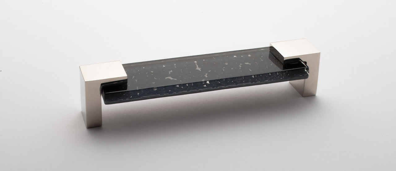 Sietto P-1202-PN: 5-5/8" cc Affinity Cabinet Pull - Slate Grey w/Polished Nickel Base