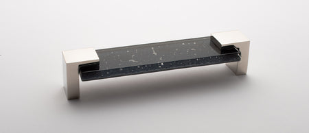 Sietto P-1202-PN: 5-5/8" cc Affinity Cabinet Pull - Slate Grey w/Polished Nickel Base
