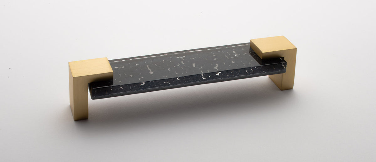 Sietto P-1202-SB: 5-5/8" cc Affinity Cabinet Pull - Slate Grey w/Satin Brass Base