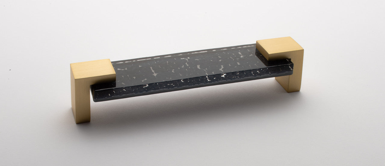 Sietto P-1202-SB: 5-5/8" cc Affinity Cabinet Pull - Slate Grey w/Satin Brass Base