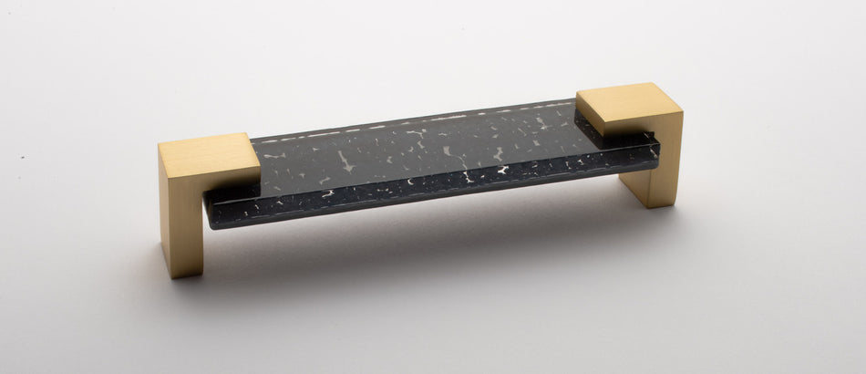 Sietto P-1202-SB: 5-5/8" cc Affinity Cabinet Pull - Slate Grey w/Satin Brass Base