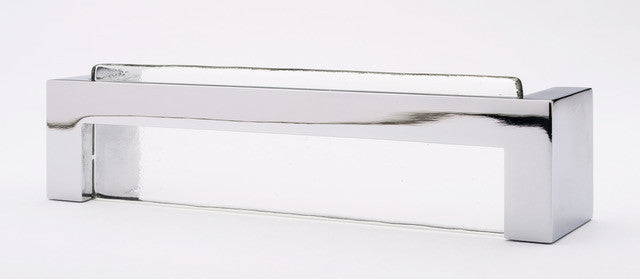 Sietto P-1800-PC: 128mm cc Skyline Cabinet Pull - Clear w/Polished Chrome Base