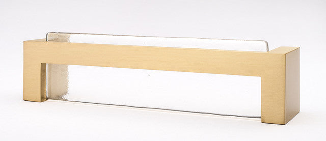 Sietto P-1800-SB: 128mm cc Skyline Cabinet Pull - Clear w/Satin Brass Base