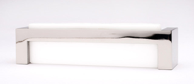 Sietto P-1801-PN: 128mm cc Skyline Cabinet Pull - White w/Polished Nickel Base