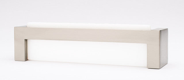 Sietto P-1801-SN: 128mm cc Skyline Cabinet Pull - White w/Satin Nickel Base