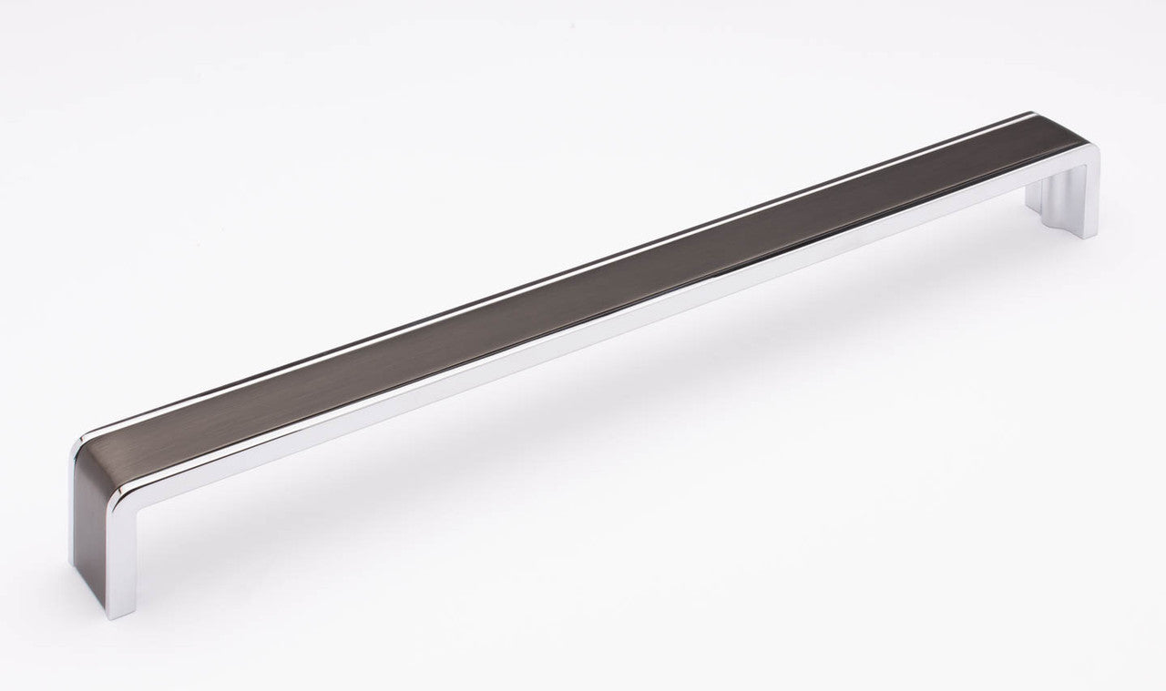 Sietto P-2000-12-G-PC: 12" cc Fusion Cabinet Pull - Gunmetal/Polished Chrome