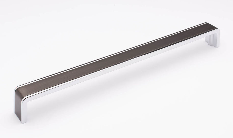 Sietto P-2000-12-G-PC: 12" cc Fusion Cabinet Pull - Gunmetal/Polished Chrome
