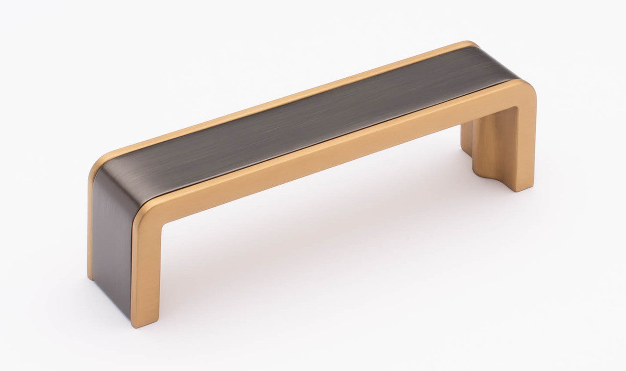 Sietto P-2000-4-G-SB: 4" cc Fusion Cabinet Pull - Gunmetal/Satin Brass