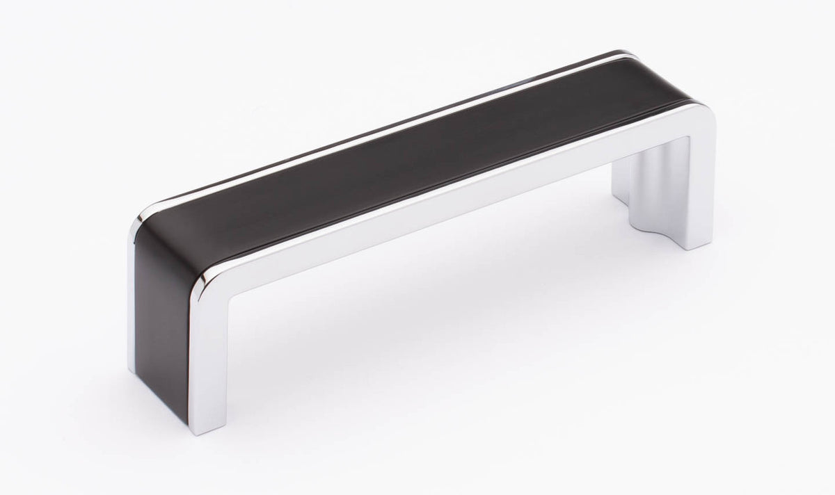 Sietto P-2000-4-MB-PC: 4" cc Fusion Cabinet Pull - Matte Black/Polished Chrome