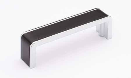 Sietto P-2000-4-MB-PC: 4" cc Fusion Cabinet Pull - Matte Black/Polished Chrome