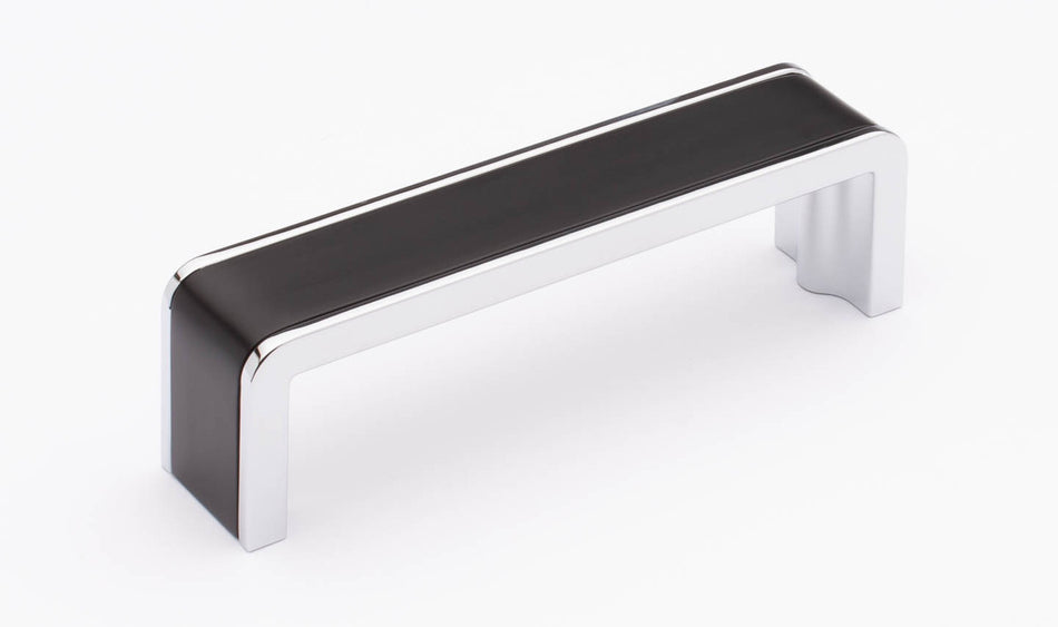 Sietto P-2000-4-MB-PC: 4" cc Fusion Cabinet Pull - Matte Black/Polished Chrome