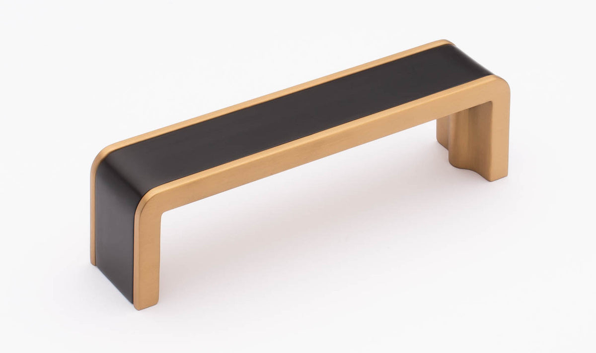 Sietto P-2000-4-MB-SB: 4" cc Fusion Cabinet Pull - Matte Black/Satin Brass