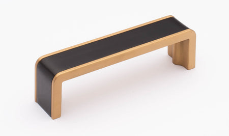 Sietto P-2000-4-MB-SB: 4" cc Fusion Cabinet Pull - Matte Black/Satin Brass