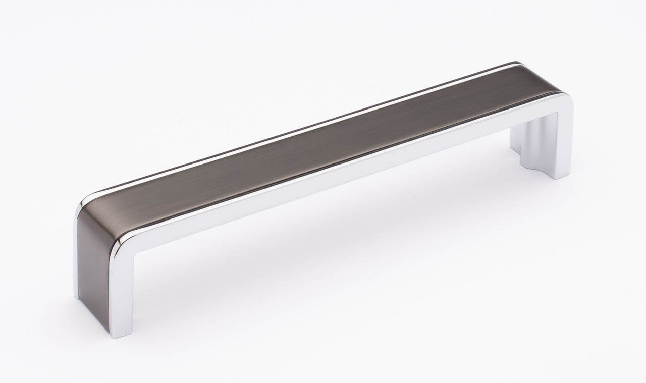 Sietto P-2000-6-G-PC: 6" cc Fusion Cabinet Pull - Gunmetal/Polished Chrome