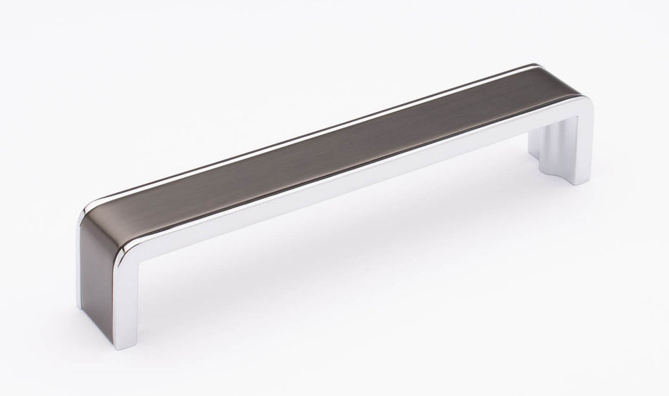 Sietto P-2000-6-G-PC: 6" cc Fusion Cabinet Pull - Gunmetal/Polished Chrome