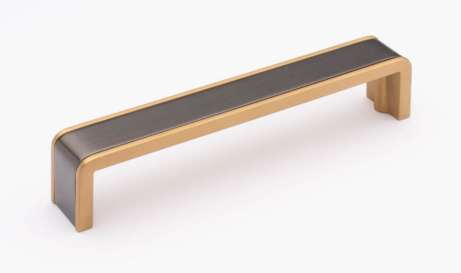 Sietto P-2000-6-G-SB: 6" cc Fusion Cabinet Pull - Gunmetal/Satin Brass