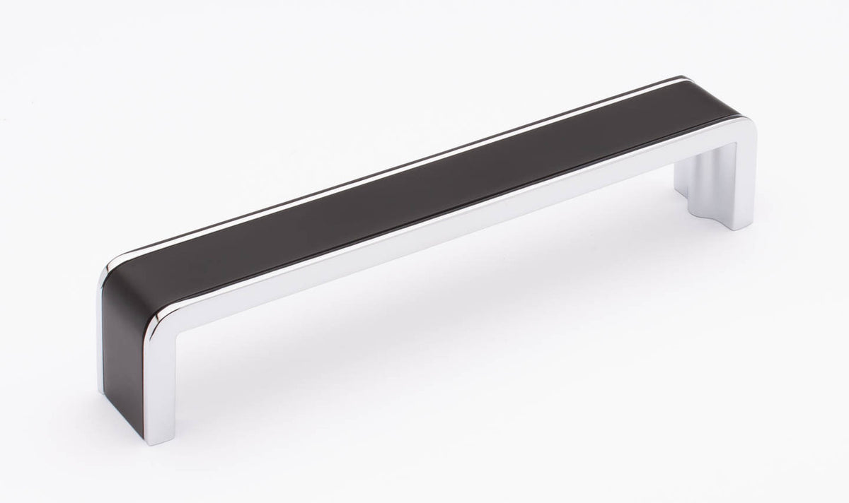 Sietto P-2000-6-MB-PC: 6" cc Fusion Cabinet Pull - Matte Black/Polished Chrome