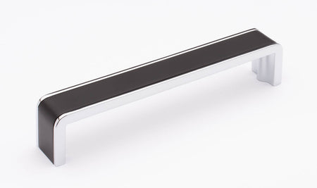 Sietto P-2000-6-MB-PC: 6" cc Fusion Cabinet Pull - Matte Black/Polished Chrome