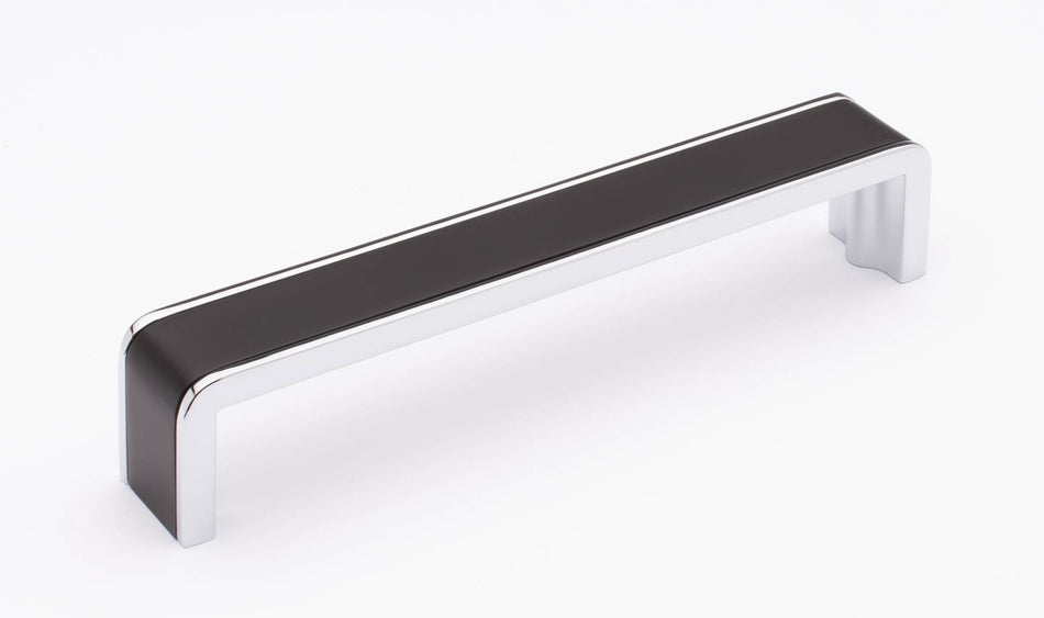 Sietto P-2000-6-MB-PC: 6" cc Fusion Cabinet Pull - Matte Black/Polished Chrome