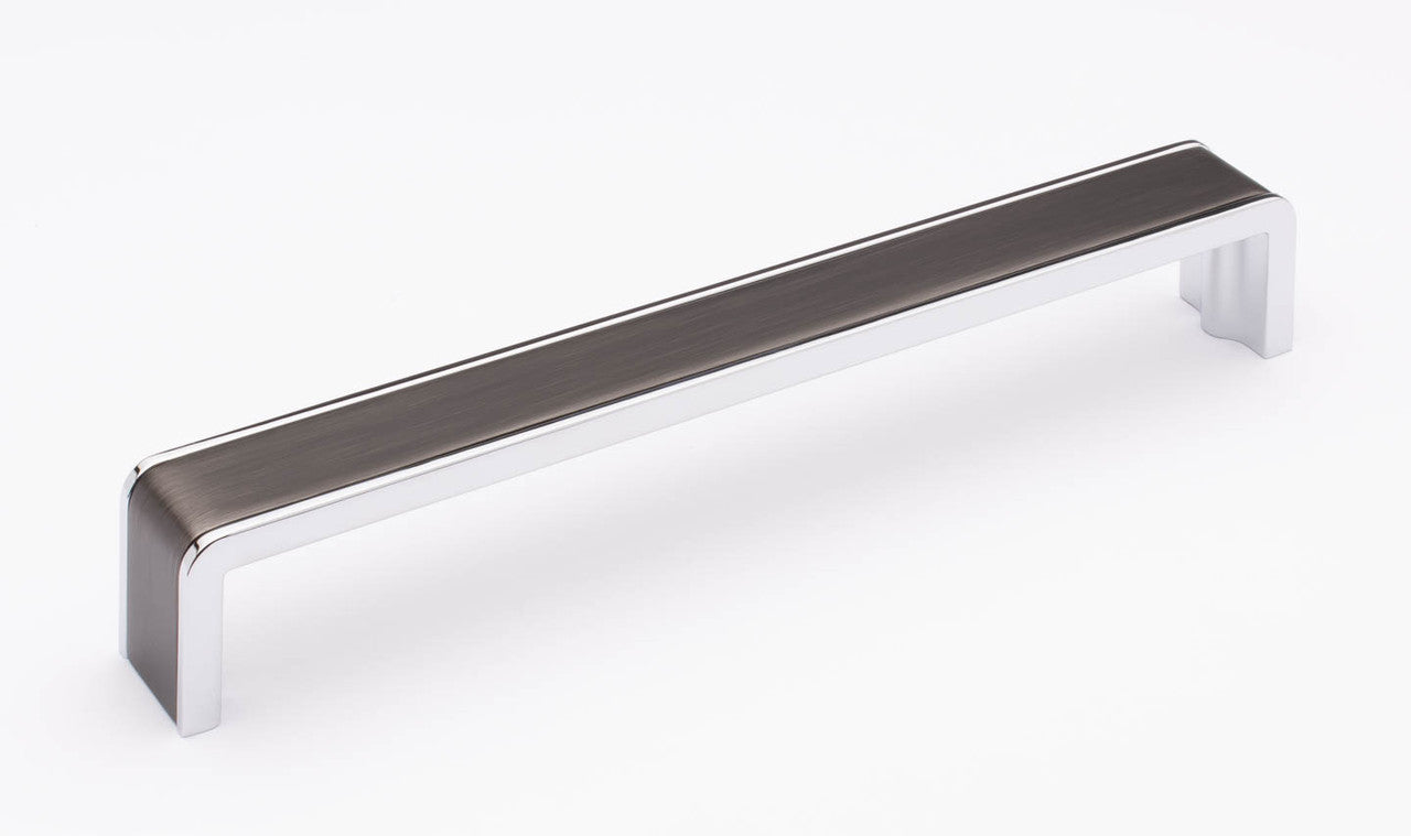 Sietto P-2000-8-G-PC: 8" cc Fusion Cabinet Pull - Gunmetal/Polished Chrome