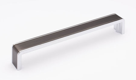 Sietto P-2000-8-G-PC: 8" cc Fusion Cabinet Pull - Gunmetal/Polished Chrome