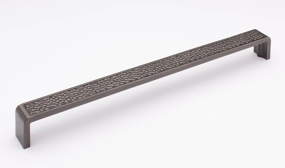 Sietto P-2002-12-G: 12" cc Hammered Cabinet Pull - Gunmetal