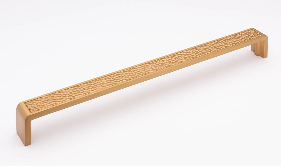 Sietto P-2002-12-SB: 12" cc Hammered Cabinet Pull - Satin Brass