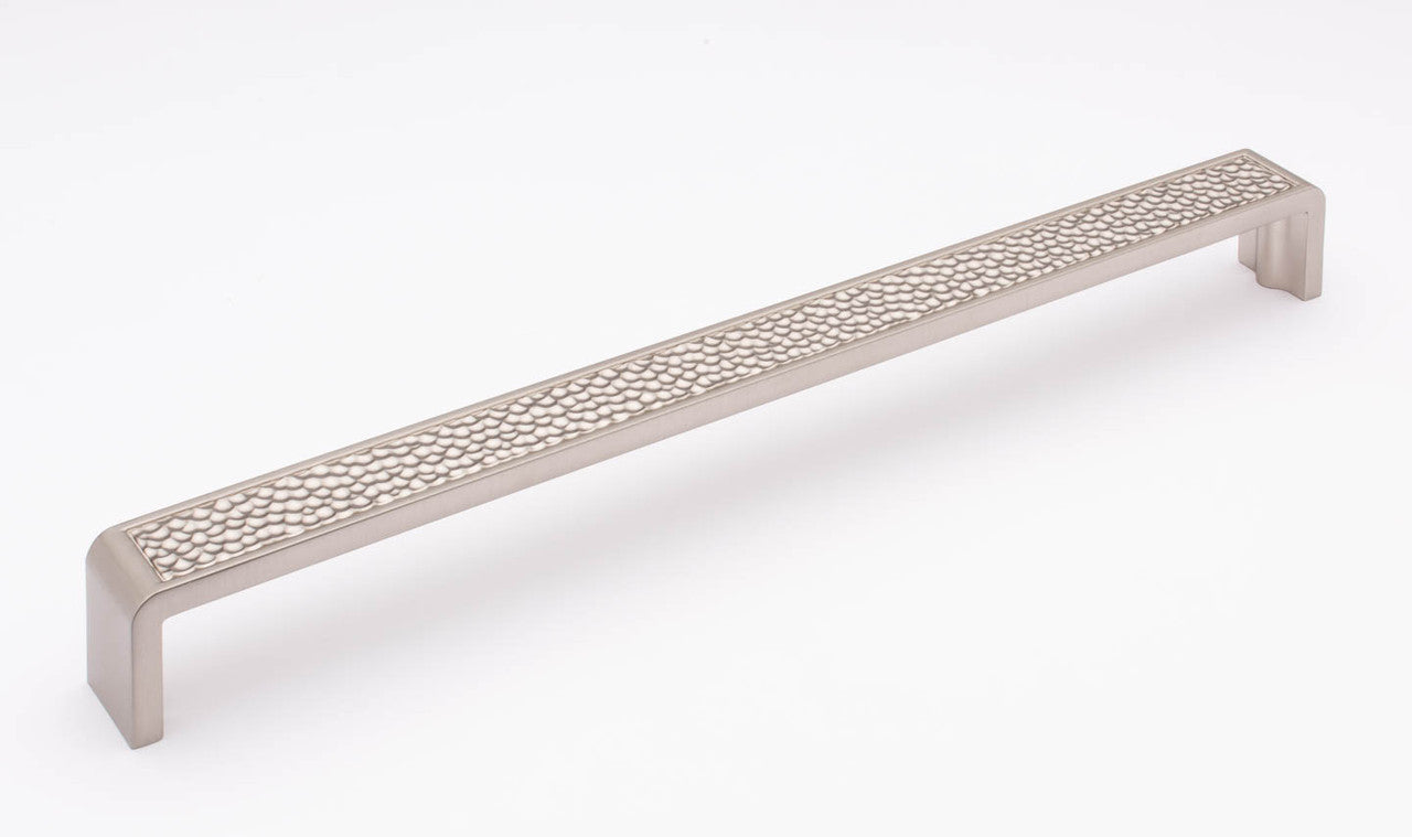 Sietto P-2002-12-SN: 12" cc Hammered Cabinet Pull - Satin Nickel