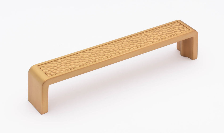 Sietto P-2002-6-SB: 6" cc Hammered Cabinet Pull - Satin Brass