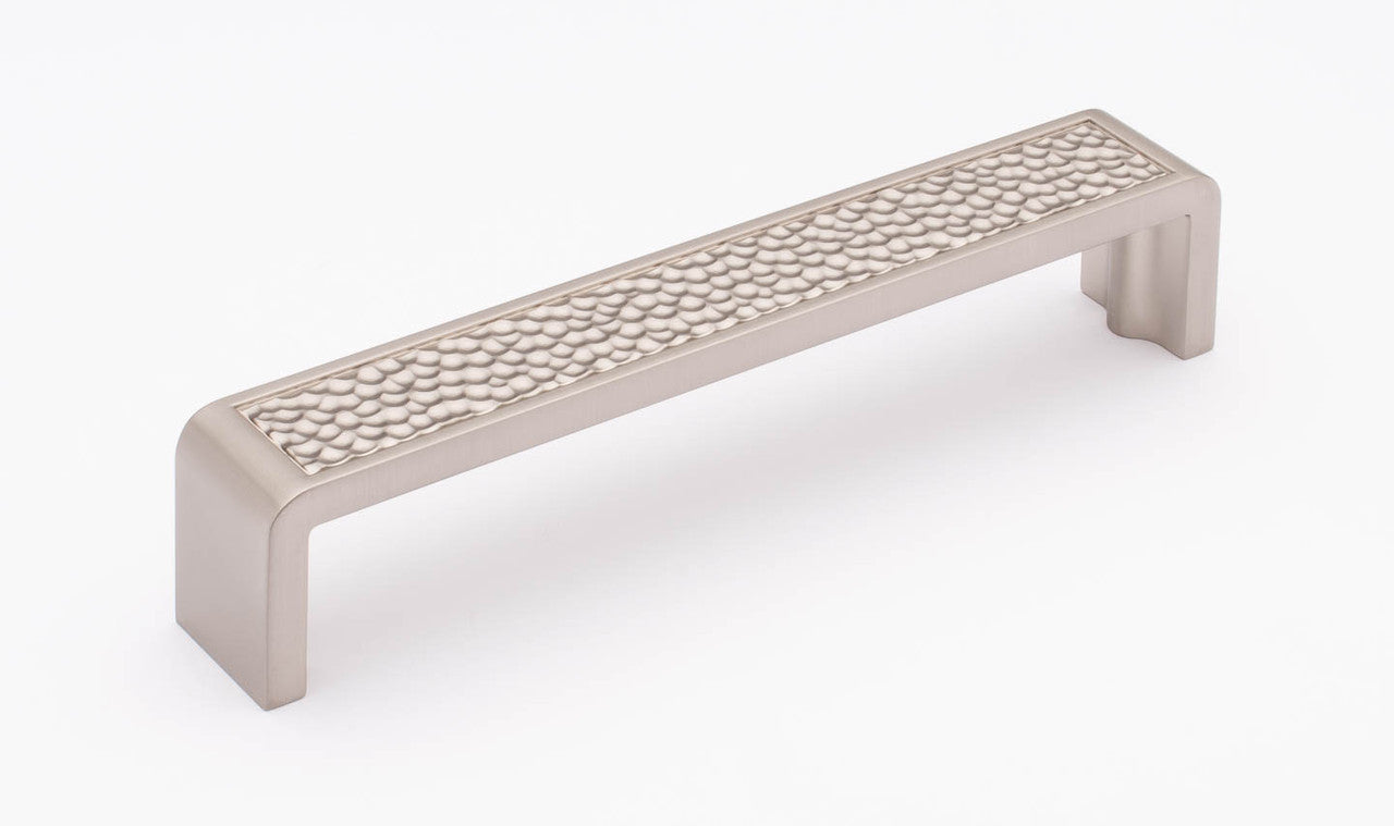 Sietto P-2002-6-SN: 6" cc Hammered Cabinet Pull - Satin Nickel