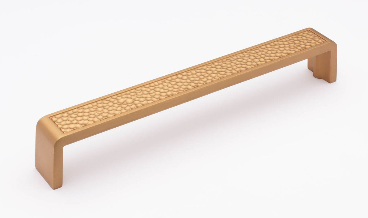 Sietto P-2002-8-SB: 8" cc Hammered Cabinet Pull - Satin Brass