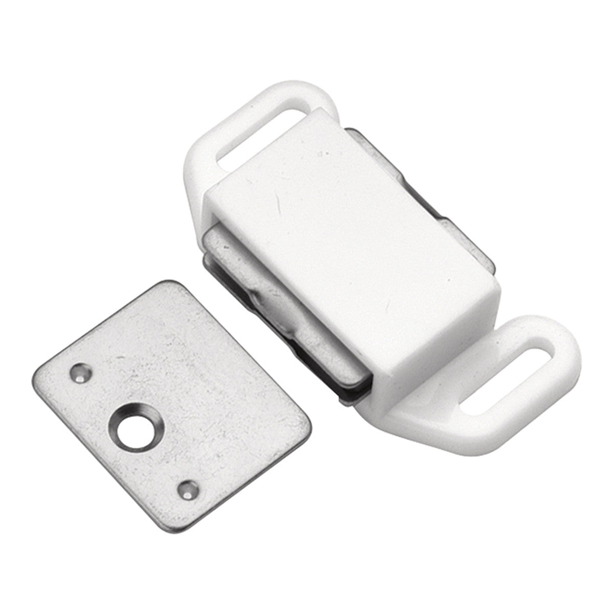 Hickory P110-W: 1-5/8" cc Magnetic Cabinet Door Catch - White Plastic
