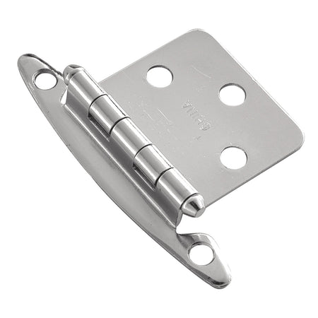 Hickory P139-26: Surface Mount Face Frame Cabinet Hinge (pair) - Polished Chrome
