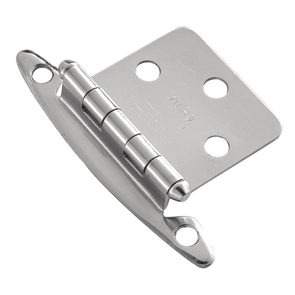 Hickory P139-26: Surface Mount Face Frame Cabinet Hinge (pair) - Polished Chrome