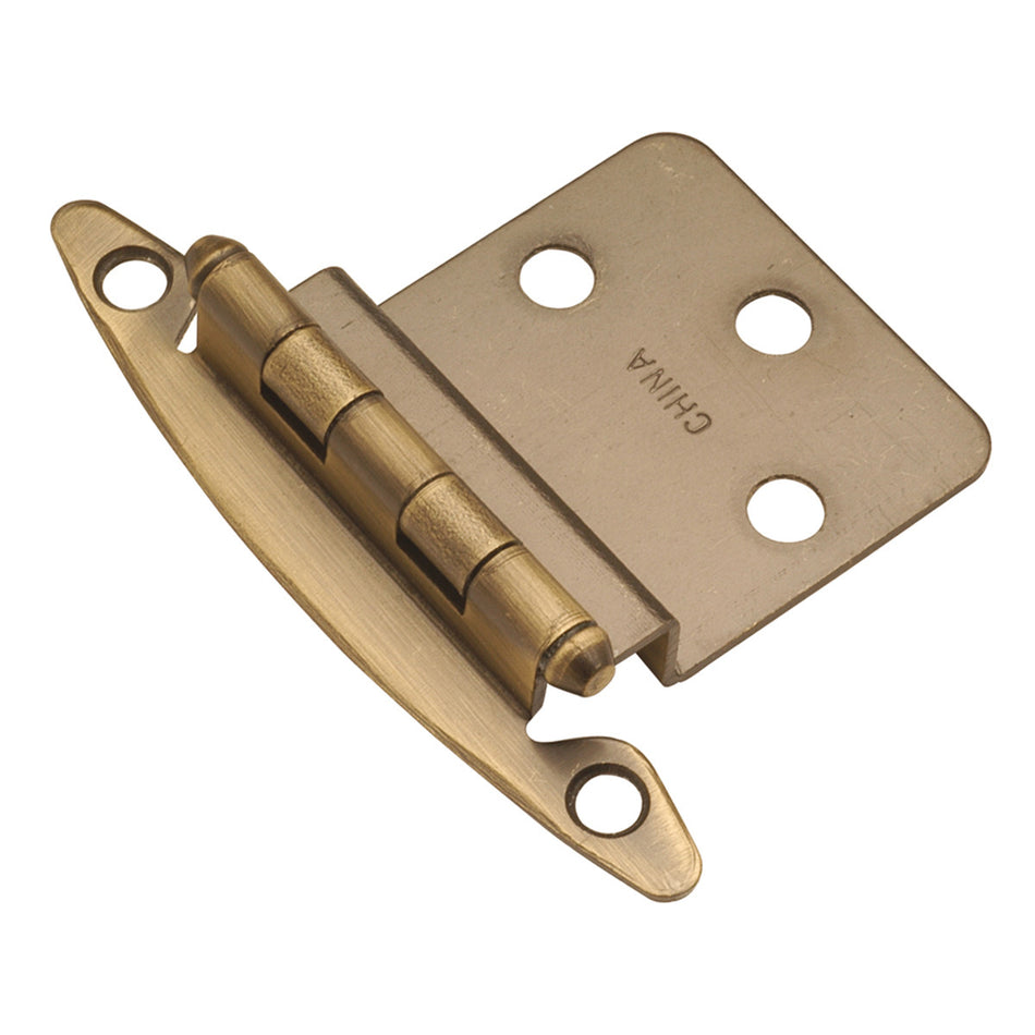 Hickory P140-AB: 3/8" Inset Surface Mount Hinge (pair) - Antique Brass