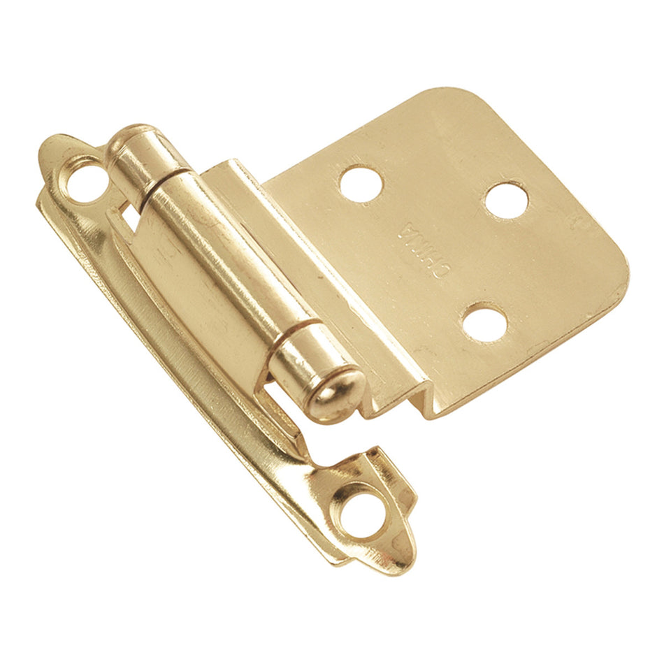 Hickory P143-3: Surface Mount/Inset Self-Closing Cabinet Hinge (pair) - Polished Brass