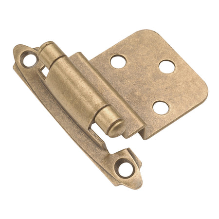 Hickory P143-AB: Surface Mount/Inset Self-Closing Cabinet Hinge (pair) - Antique Brass
