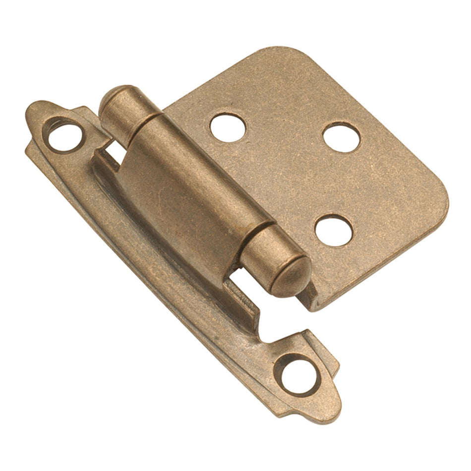 Hickory P144-AB: Surface Mount/Flush Self-Closing Cabinet Hinge (pair) - Antique Brass