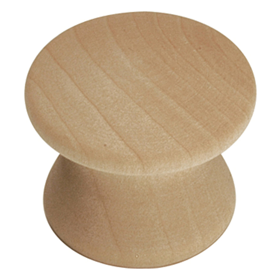 Hickory P183-UW: 1" Natural Woodcraft Mushroom Cabinet Knob - Unfinished Wood