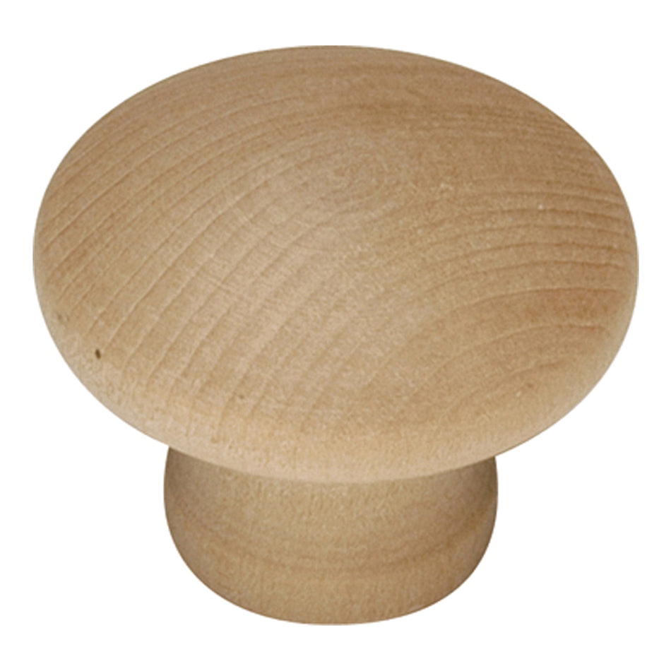 Hickory P184-UW: 1-1/4" Natural Woodcraft Mushroom Cabinet Knob - Unfinished Wood