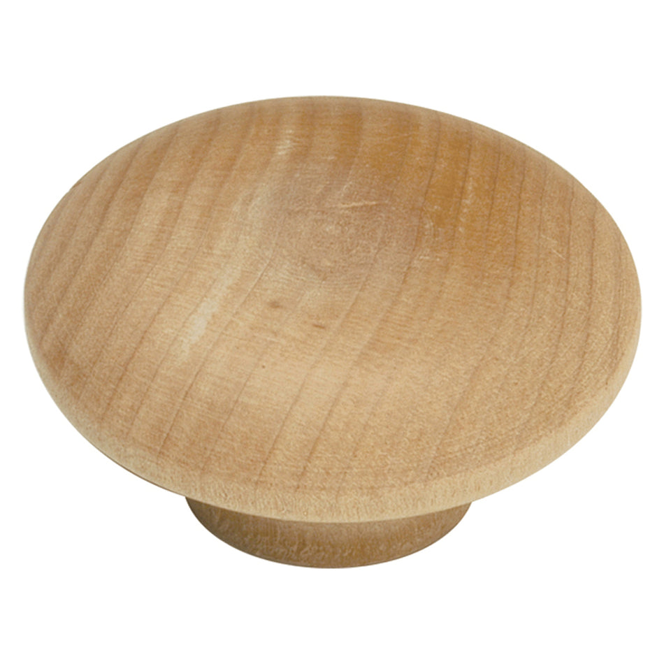 Hickory P186-UW: 2" Natural Woodcraft Mushroom Cabinet Knob - Unfinished Wood