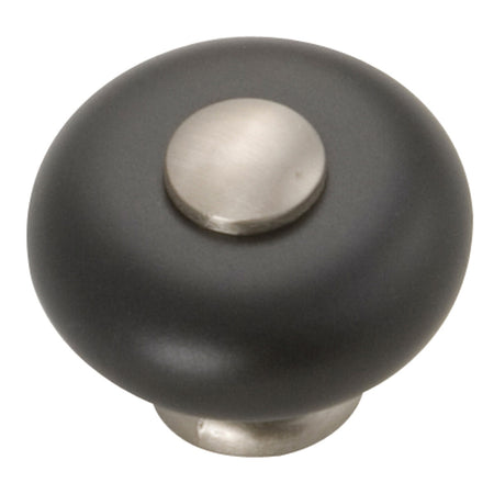 Hickory P222-SNB: 1-1/4" Tranquility Cabinet Knob - Satin Nickel/Black